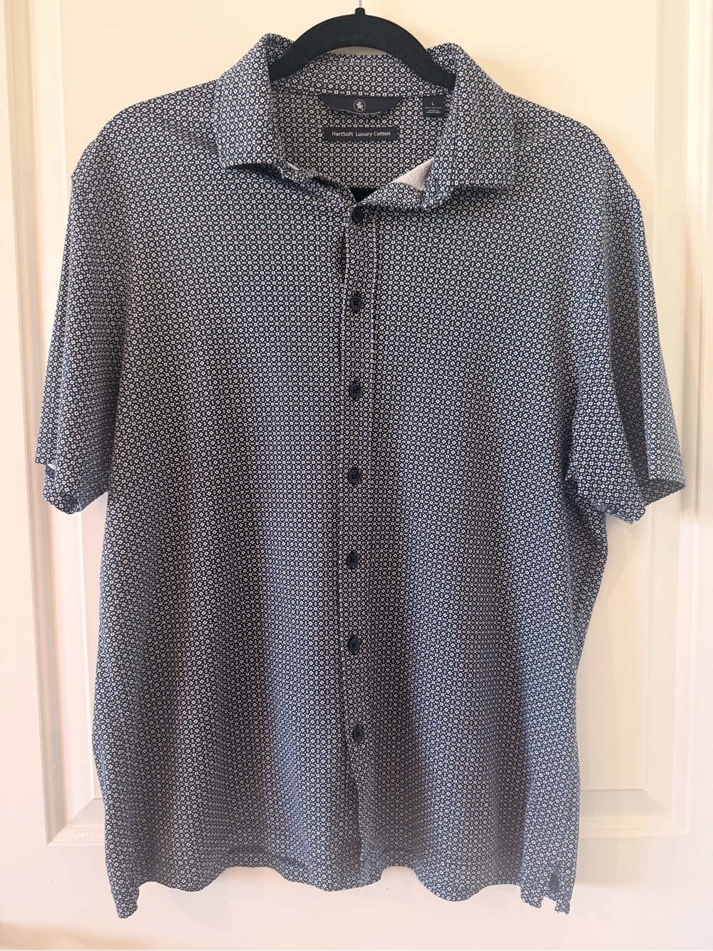 Hart Schaffner Marx Men’s Large HartSoft Luxury Cotton Geometric Short Sleeve